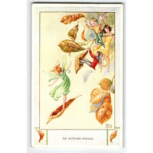 Fairies Postcard Sprites An Autumn Frolic Fantasy Rene Cloke Valentine & Sons